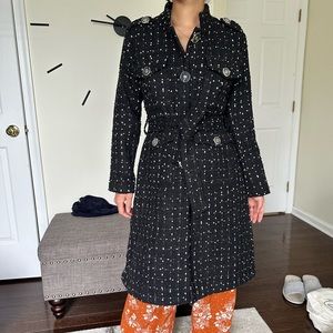 No brand customized braided coat. Model 5’4’’ 120lb, fit loose.